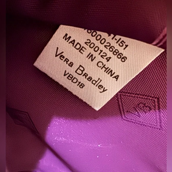 Vera Bradley Purple Floral Patterned Tri Fold Zippered Wallet : Clean - Picture 12 of 12